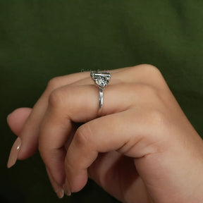 [Moissanite Round & Radiant Cut 2 Stone Engagement Ring Made In White Gold]-[Golden Bird Jewels]
