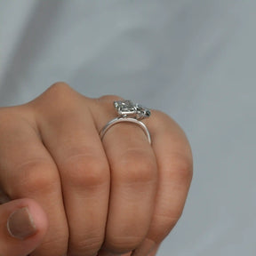 Radiant & Round Cut 2 Stone Moissanite Ring