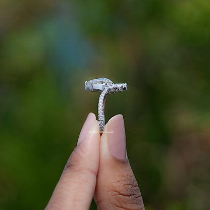 Side View of Engagement ring crafted With  Rose Cut Pear 
