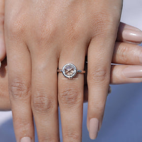 Rose Cut Round Moissanite Solitaire Ring For Her