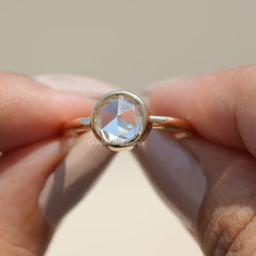 [Rose Cut Round Moissanite Ring]-[Golden Bird Jewels]