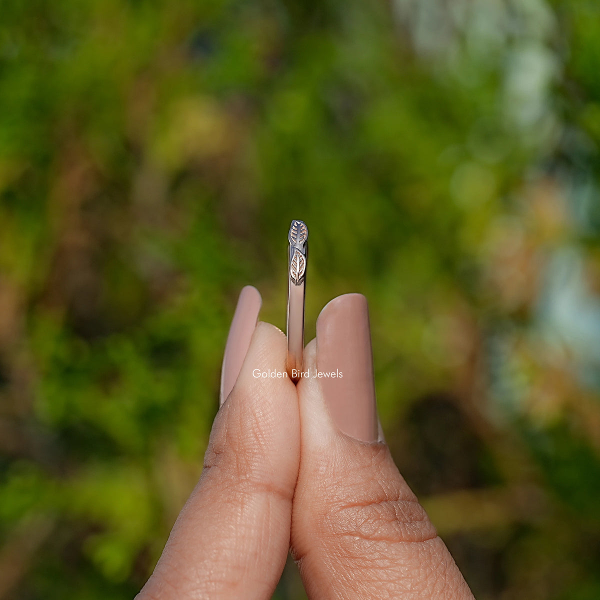 Rose Gold Leaf Style Open Cuff Wedding Band