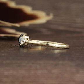 [Side View Of 3 Stone Moissanite Engagement Ring]-[Golden Bird Jewels]