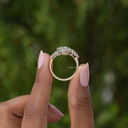 Round Cut Moissanite Bypass Shank Ring