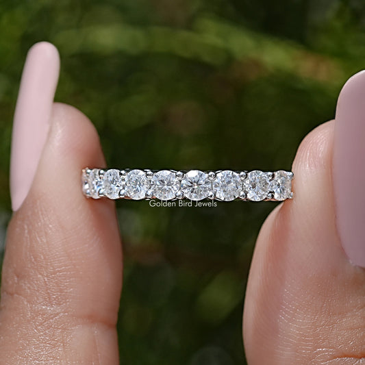 Colorless Round Cut Half Eternity Moissanite Band