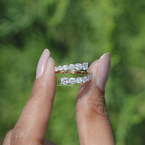 Round Cut Lab Diamond Bypass Wedding Band
