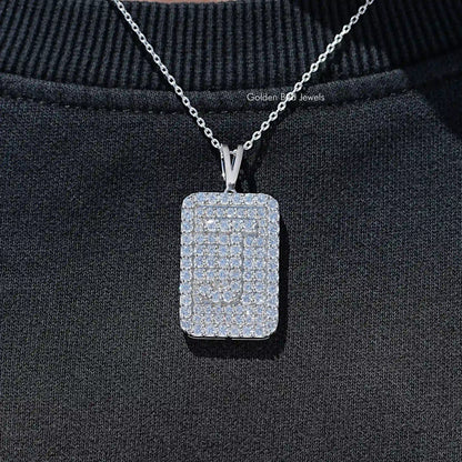 Round Cut Lab Diamond Custom Letter Pendant