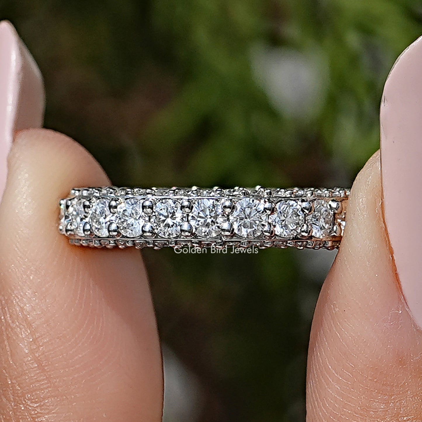 Round Cut Pave Set Moissanite Eternity Band