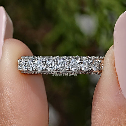 Round Cut Pave Set Moissanite Eternity Band