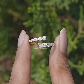 Round Cut Moissanite Open Wrap Bypass Ring