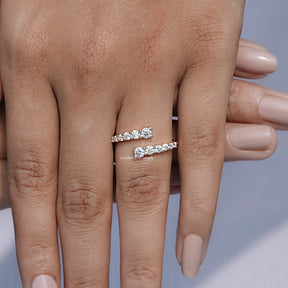 Round Cut Moissanite Open Wrap Bypass Ring
