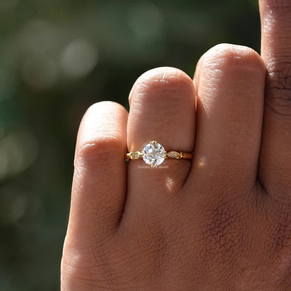 OEC Round Moissanite Solitaire Accent Ring