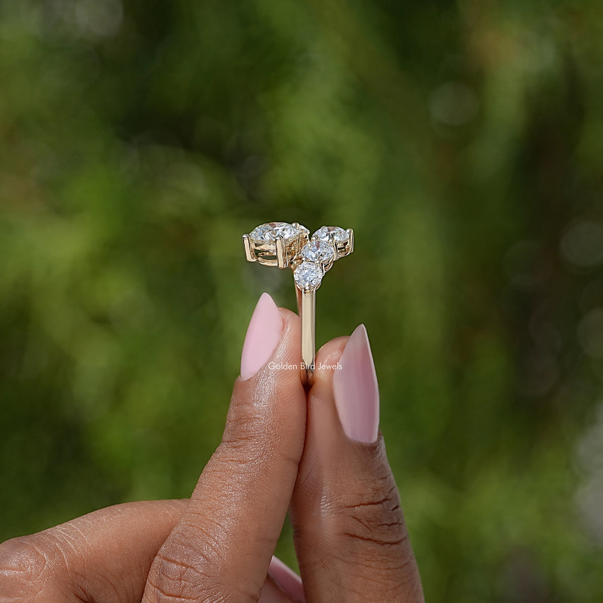 Round Cut Moissanite Bypass Shank Ring