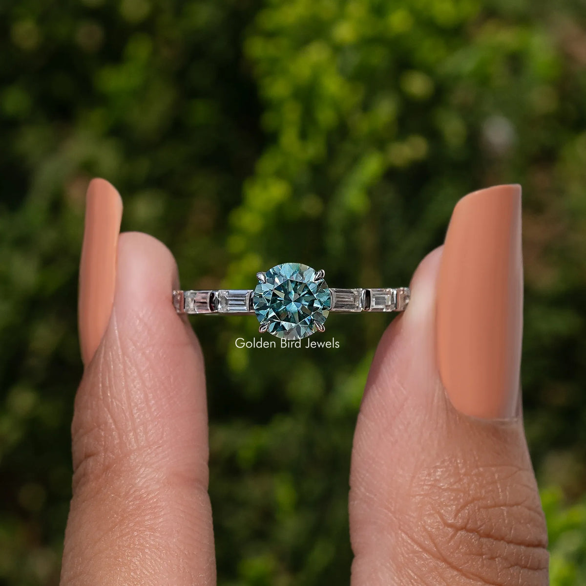 Round Shaped Moissanite Accent Ring