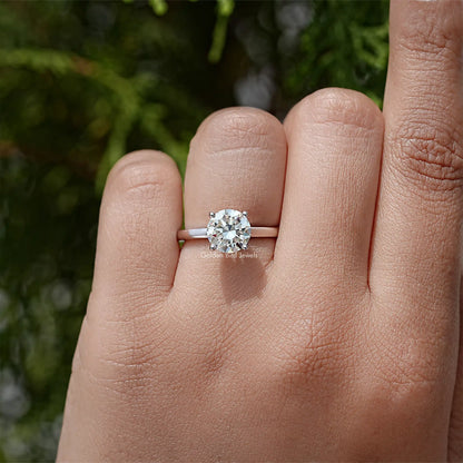 Round Diamond Moissanite Gemstone Hidden Halo Wedding Ring