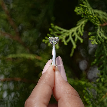 Round Diamond Moissanite Gemstone Hidden Halo Wedding Ring