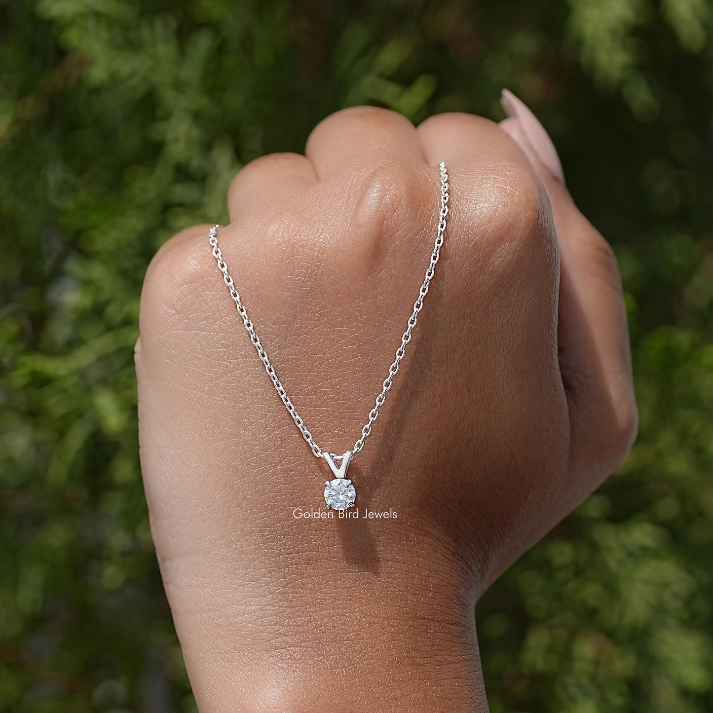 Round Cut Moissanite Solitaire Pendant