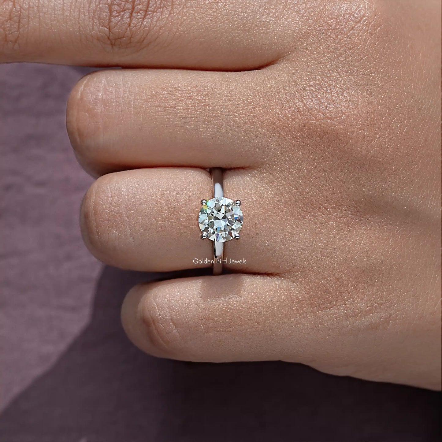 Round Diamond Moissanite Gemstone Hidden Halo Wedding Ring