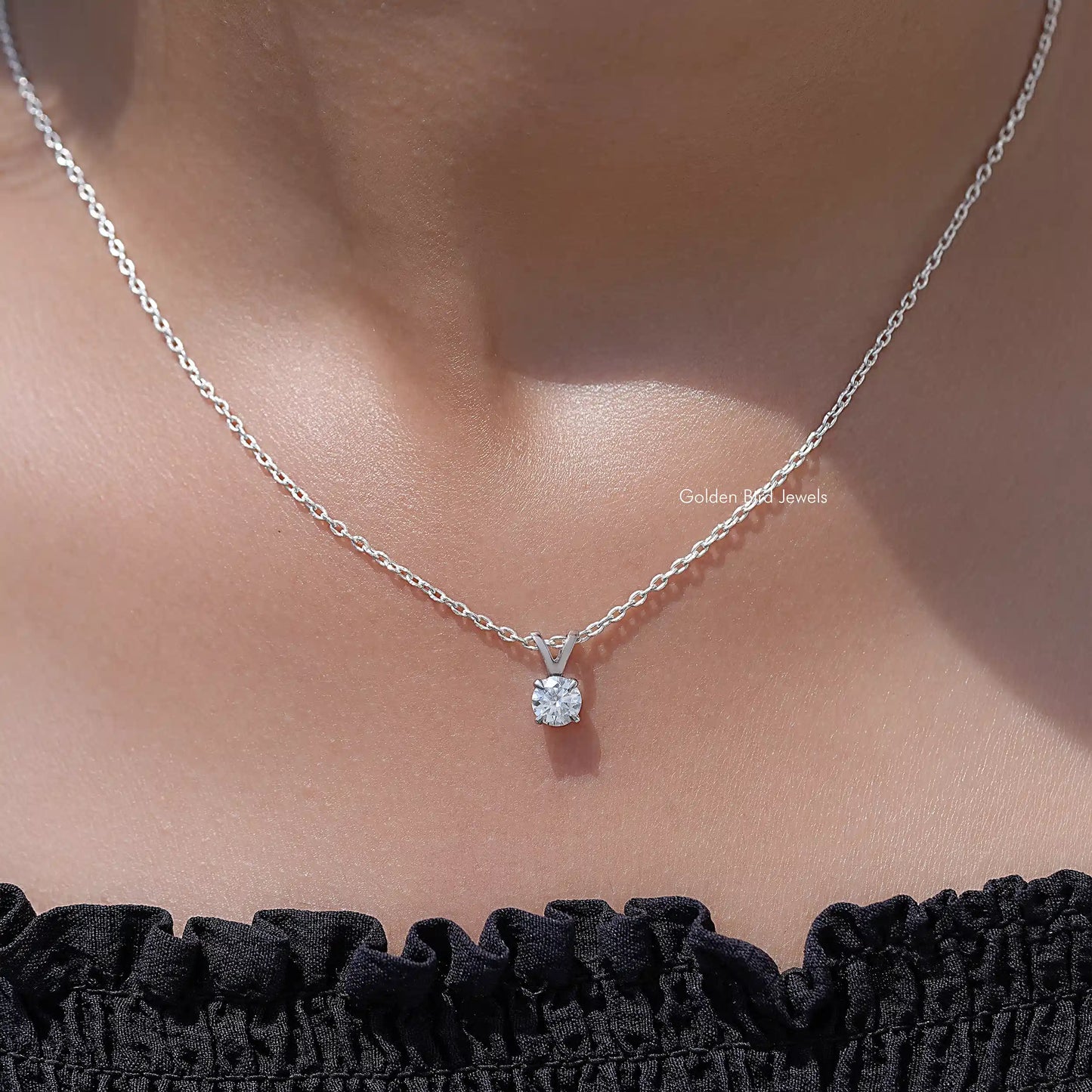 Round Cut Moissanite Solitaire Pendant