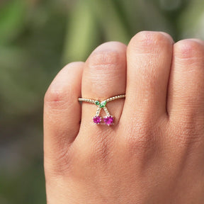 View of Round And Marquise Cut Engagement Ring In White Gold