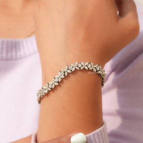 [This moissanite bracelet crafted with round and marquise cut stones]-[Golden Bird Jewels]