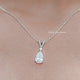 In neck View Of Round And Pear Cut Moissanite Tear Drop Pendant