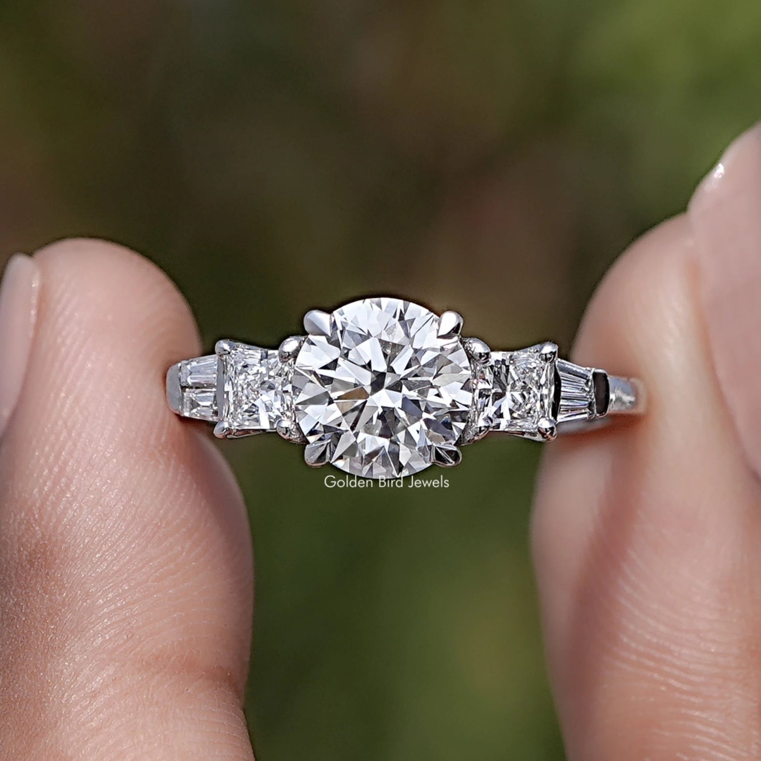 Round And Princess Cut Five Stone Ring – goldenbirdjewels