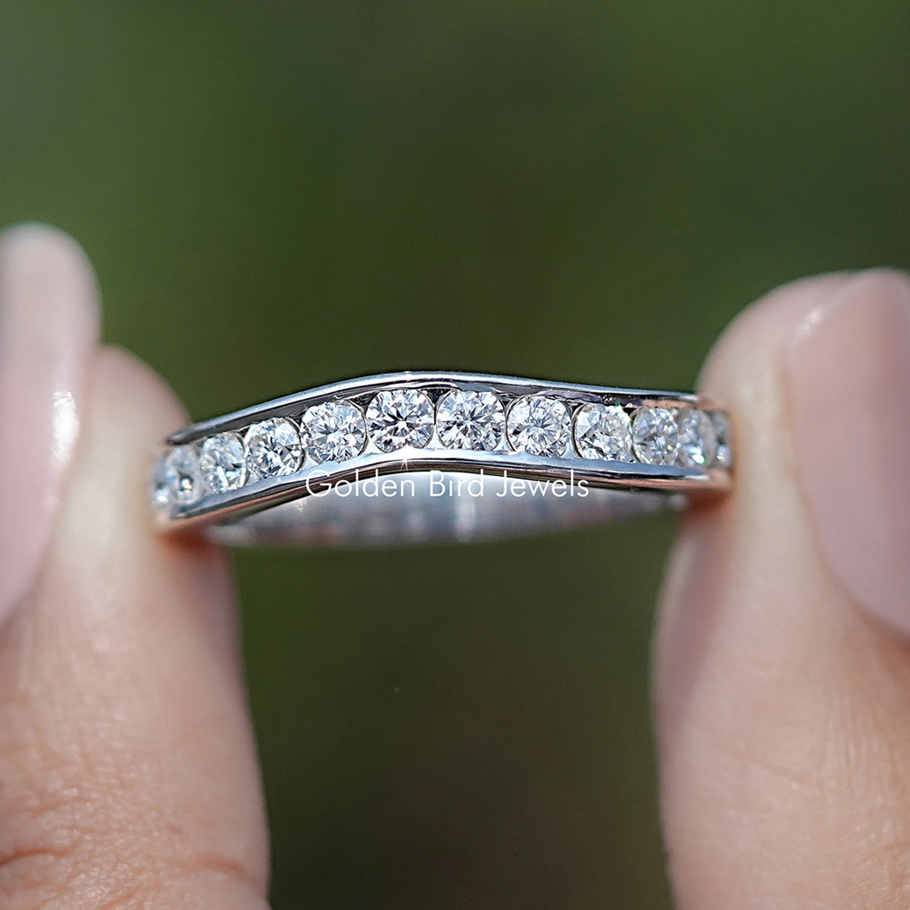 Front view of Round Cut Moissanite solitaire Ring  
