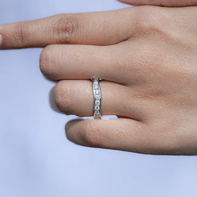 Round Cut Channel Set Moissanite Wedding Band