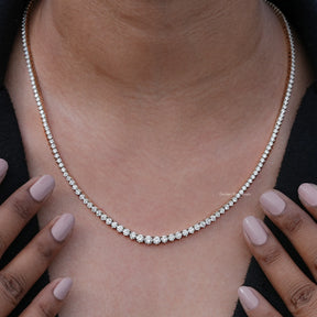 [Graduated Round Cut Lab Diamond Necklace]-[Golden Bird Jewels]