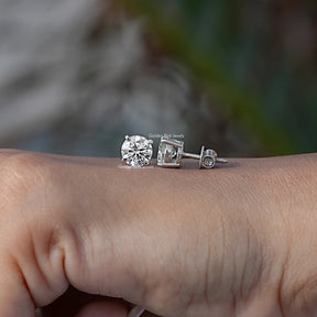 Front And Back Side View Of round Cut diamond Stud Earrings