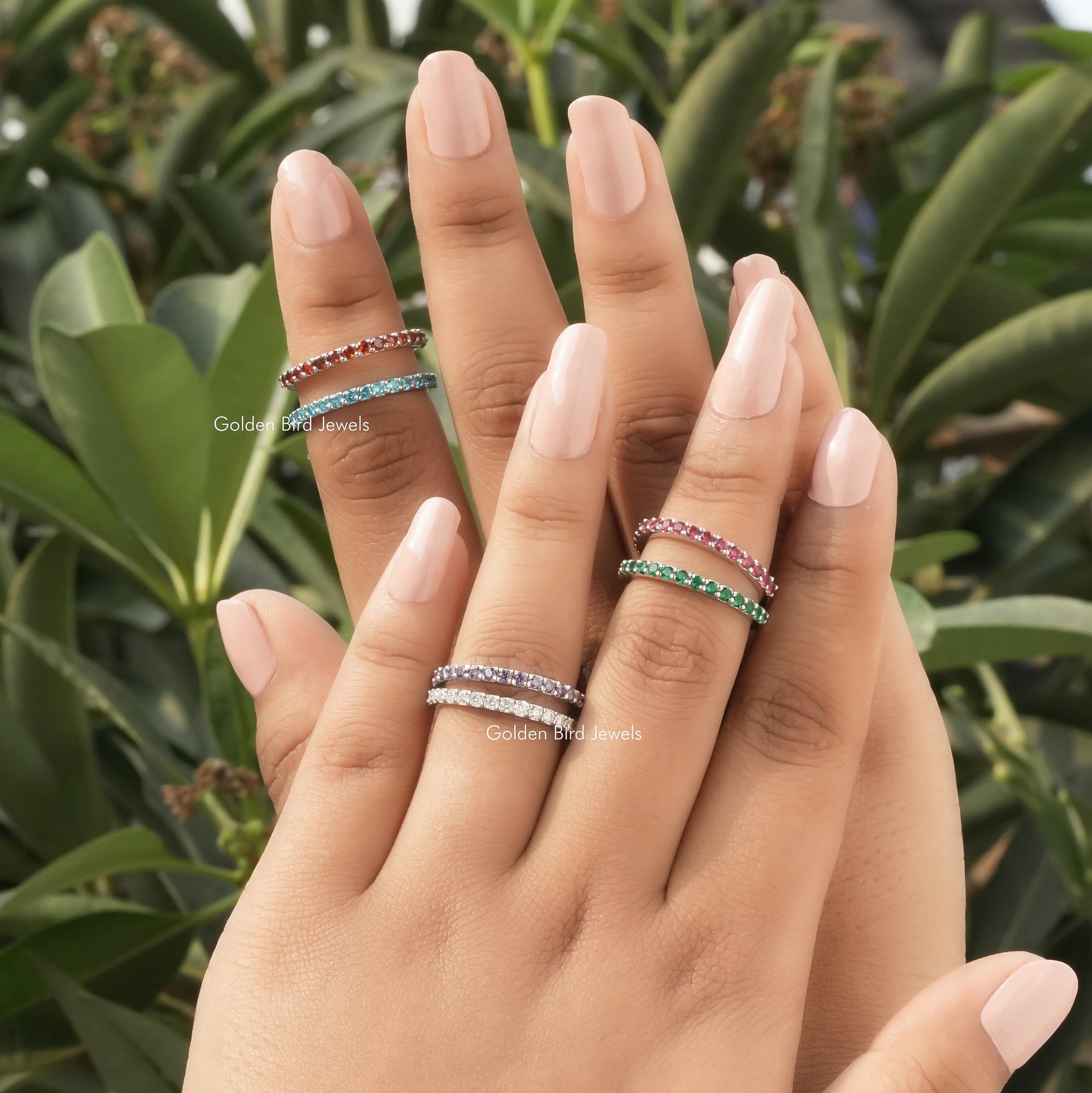 [Half Eternity Round Cut Wedding Band]-[Golden Bird Jewels]