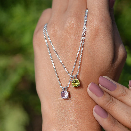 Round Cut Gemstone Solitaire Pendant