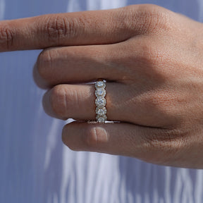 Round Cut Lab Diamond Five Stone Halo Band