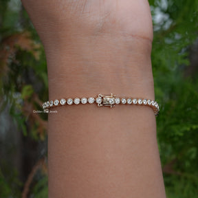 Back Side View Of Lab Grown Round Cut Bezel Set Bracelet