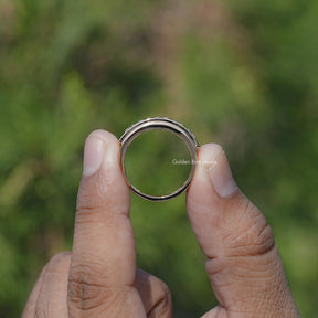 Back view of Lab Diamond Channel Set Men's Ring in secure setting 