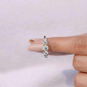 In finger front View of Round Cut Lab Diamond Engagement Ring