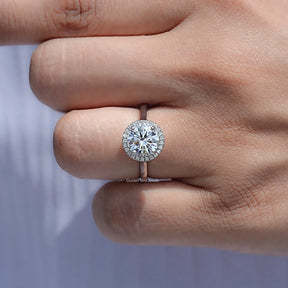 Round Cut Lab Diamond Halo Engagement Ring