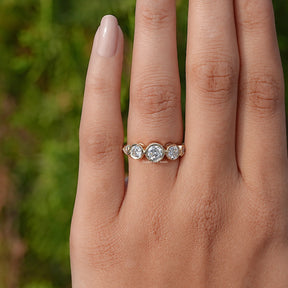 Bezel Set Round Cut Lab Diamond Five Stone Ring