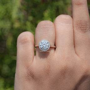 Round Cut Lab Diamond Halo Engagement Ring