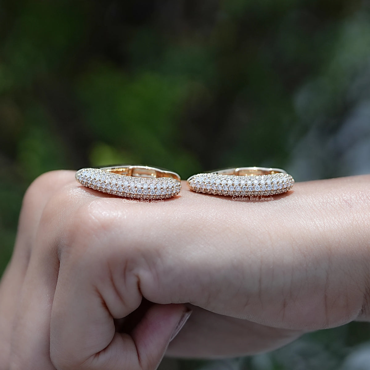 Round Cut Lab Diamond Pave Set Hoop Earrings