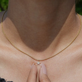 Front View of Round Cut Lab Diamond Pave Set Pendant In Yellow Gold