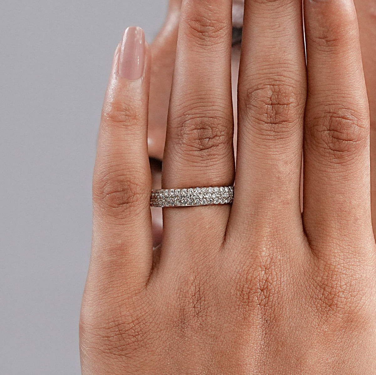 Round Cut Lab Diamond Pave Set Wedding Band
