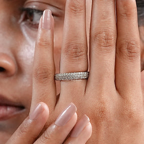 Round Cut Lab Diamond Pave Set Wedding Band
