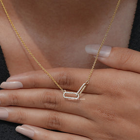 Close-Up View of Round Cut Lab Diamond Pendant In Yellow Gold