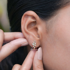Round Lab Diamond Bezel Set U Shape Hoop Earrings
