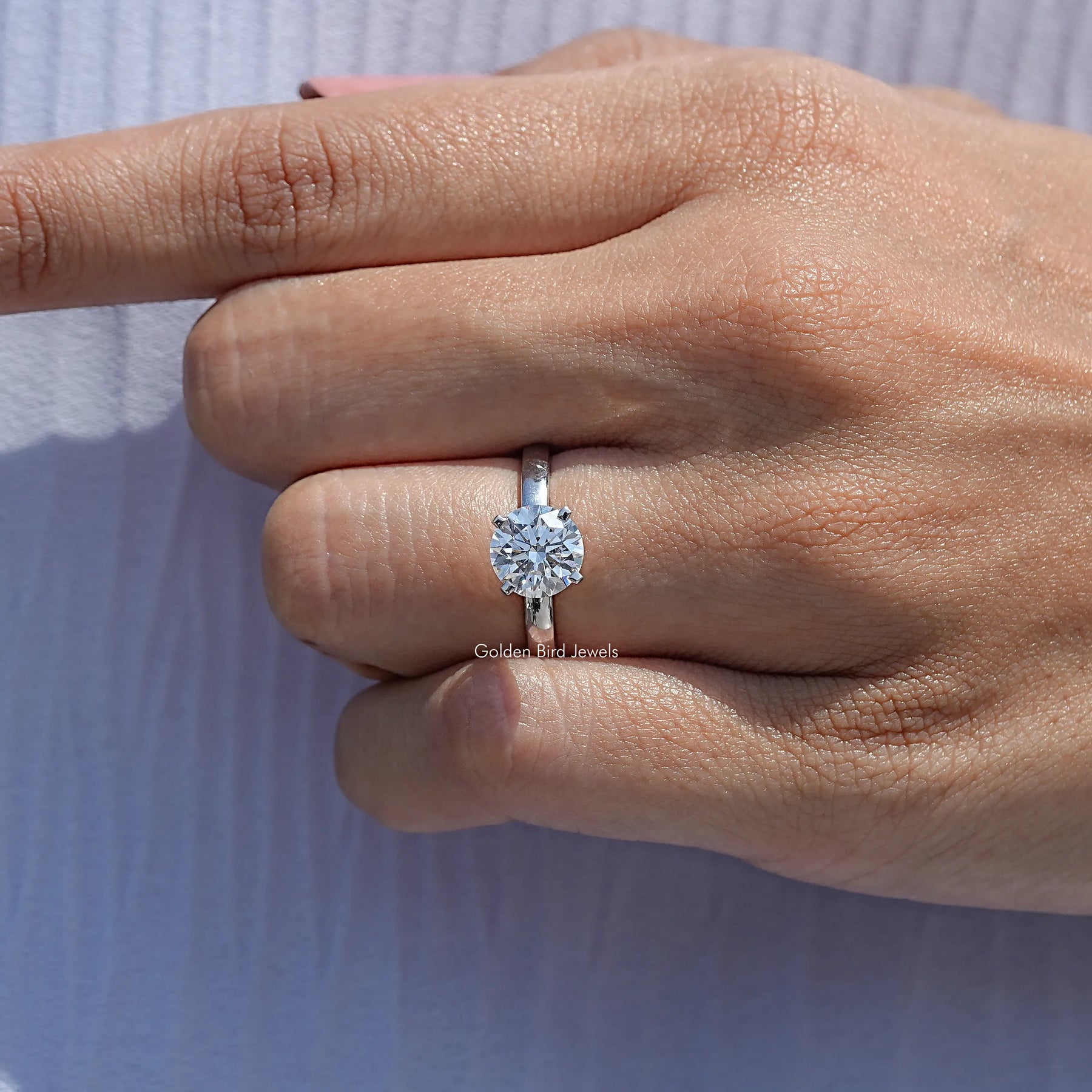 Round Cut Lab Diamond Solitaire Engagement Ring