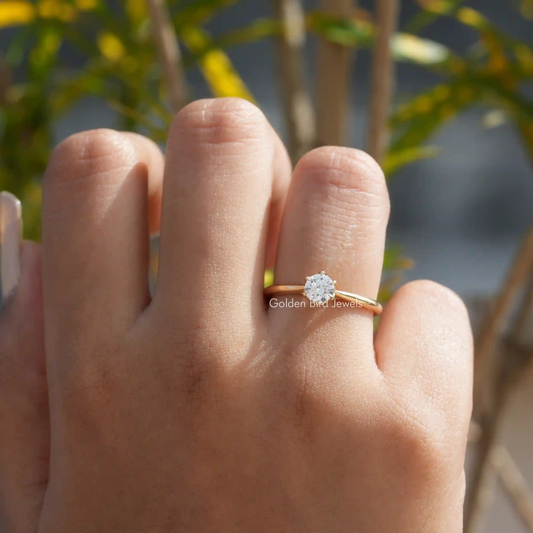 [1 Carat Lab-Grown Round Diamond Solitaire Ring]-[Golden Bird Jewels]