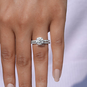 Close-Up View of Round Cut Diamond Lab Grown Ring 