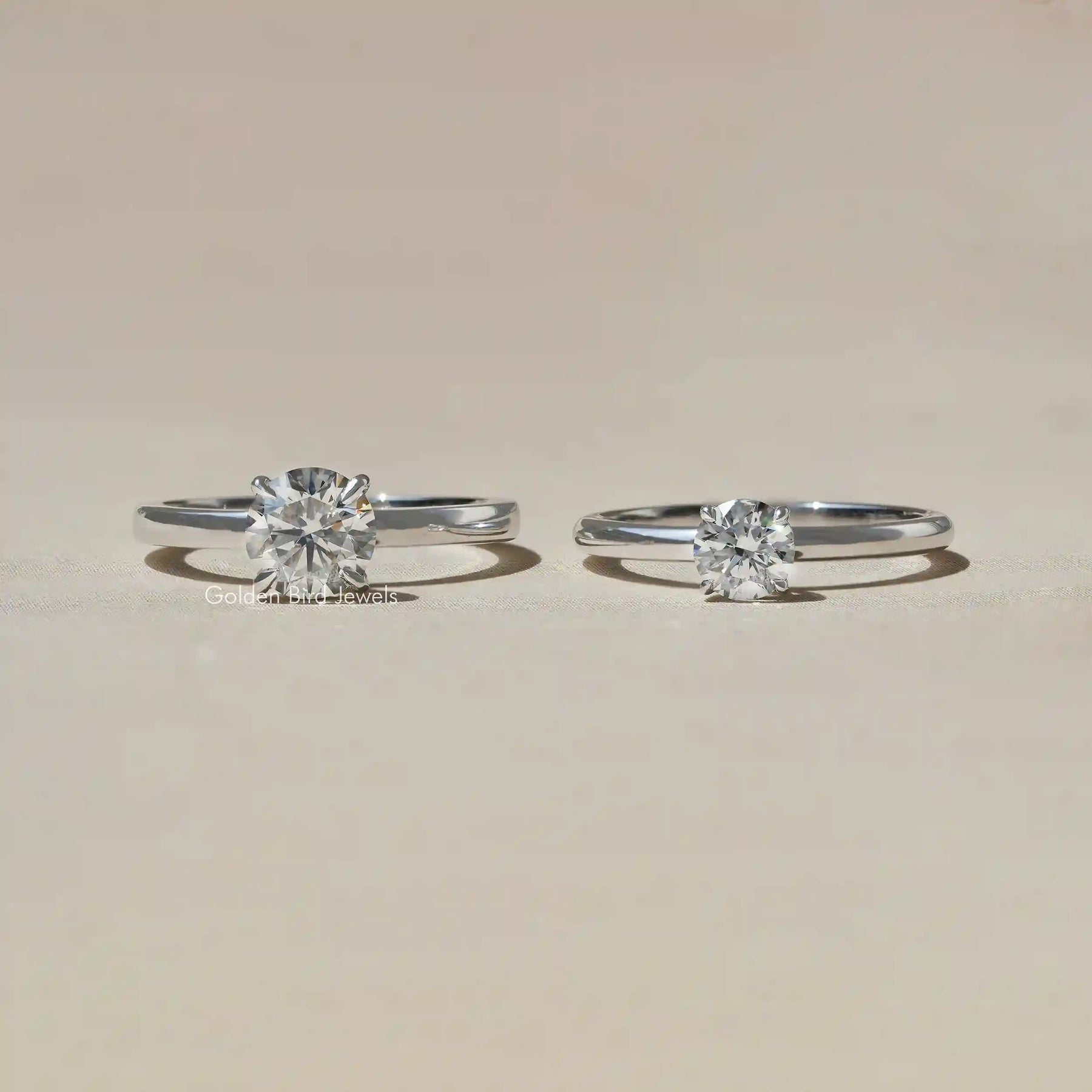 [Lab Grown Round Cut Diamond Solitaire Engagement Ring]-[Golden Bird Jwels]
